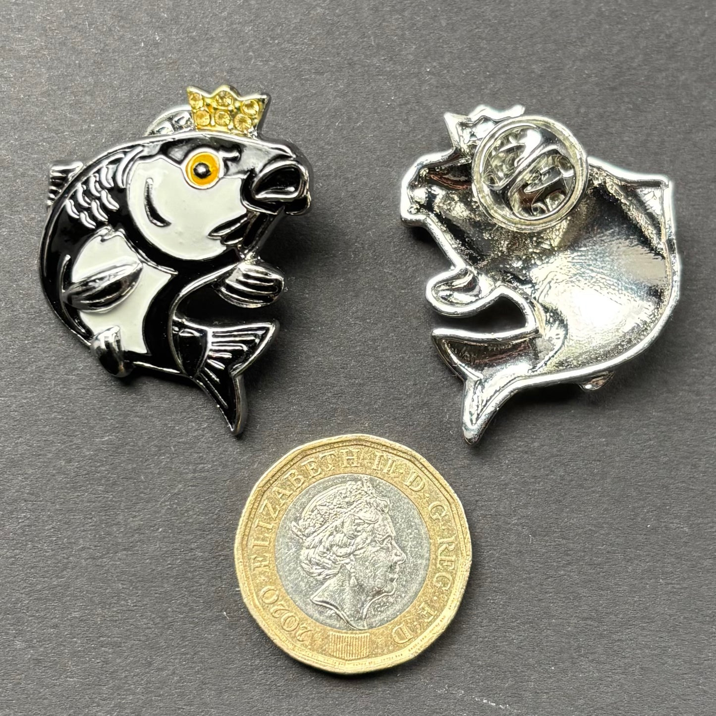 CARP KING ENAMELLED PIN BADGE
