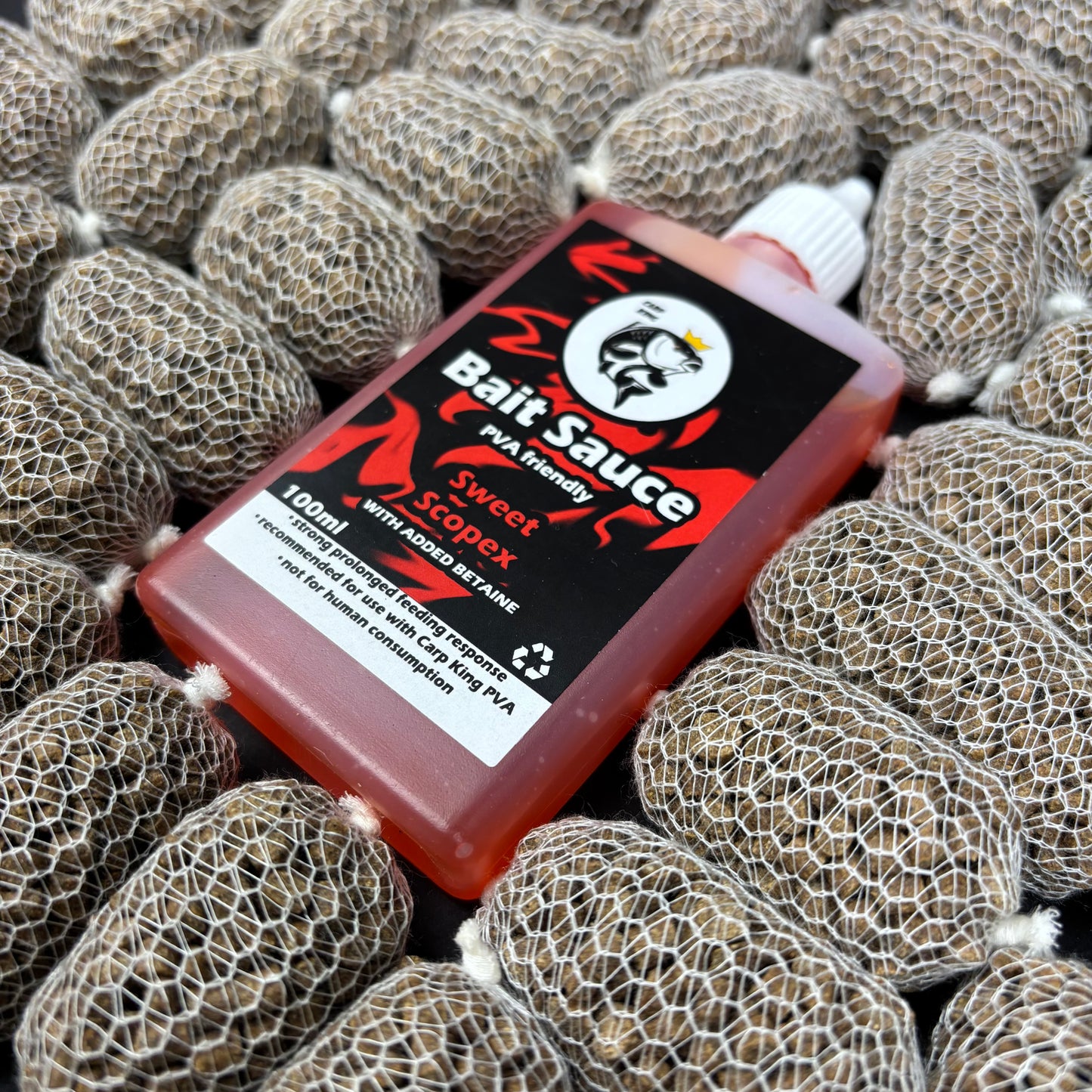 PRE TIED PVA MESH BAGS SESSION PACK + BAIT SAUCE (TEN FLAVOURS)