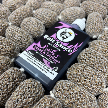 PRE TIED PVA MESH BAGS SESSION PACK + BAIT SAUCE (TEN FLAVOURS)