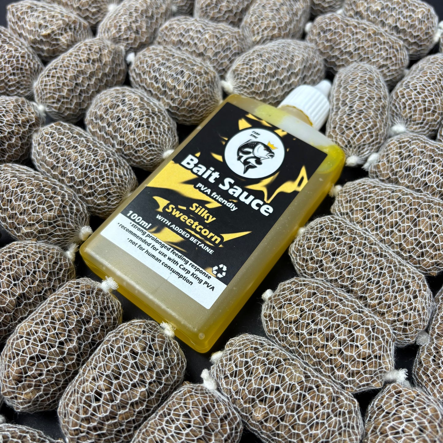 PRE TIED PVA MESH BAGS SESSION PACK + BAIT SAUCE (TEN FLAVOURS)