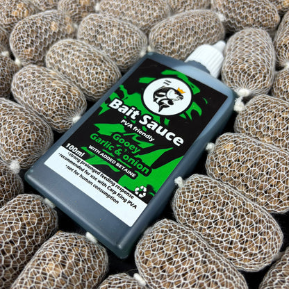 PRE TIED PVA MESH BAGS SESSION PACK + BAIT SAUCE (TEN FLAVOURS)