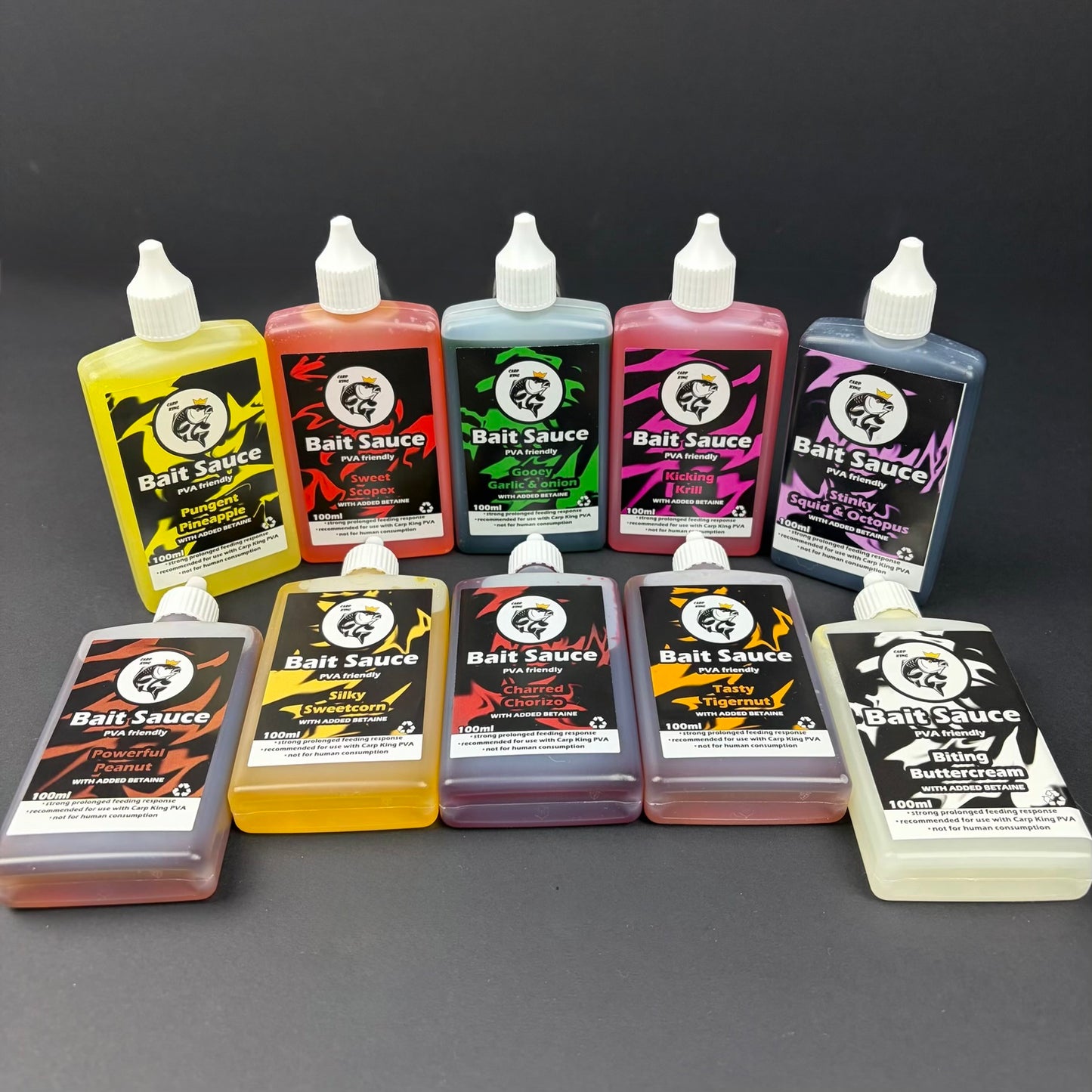 BAIT SAUCE / GOO 100ml bottle 10 Great Flavours CATCH MORE CARP with Added Betaine